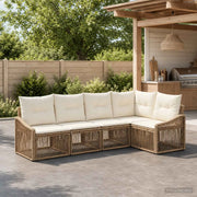 Set Divano da Giardino 5 pz Beige polyrattan 3436005