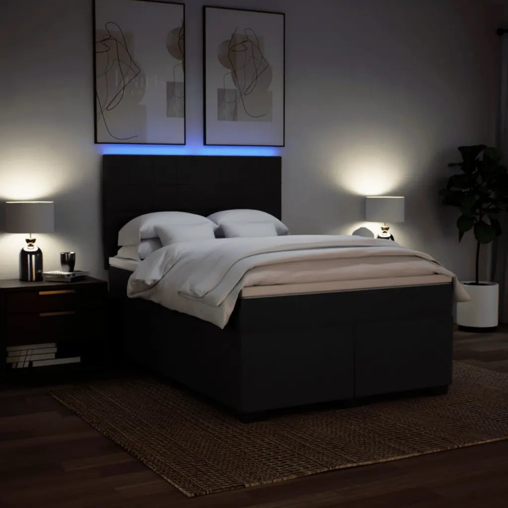 Giroletto a Molle con Materasso Nero 160x200 cm in Tessuto