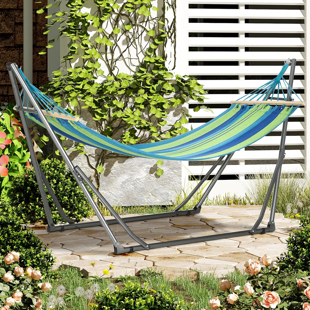 Amaca Autoportante Pieghevole con Supporto ¨C Xylo ¨C Cotone e Acciaio 270x100x94cm