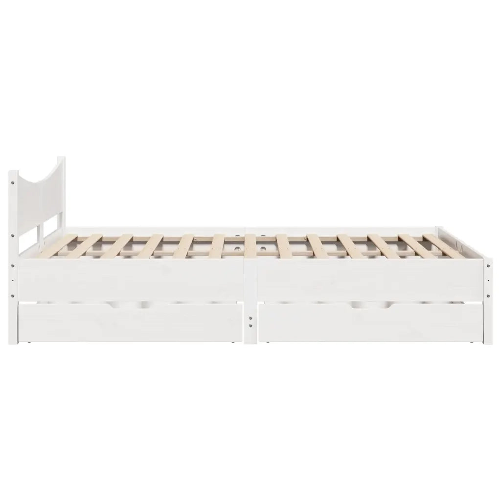 Giroletto con Cassetti Bianco 120x190 cm Legno Massello di Pino