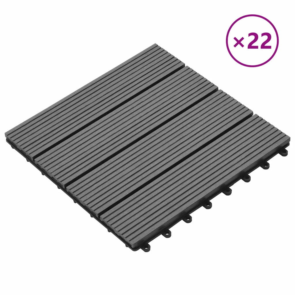 Piastrella per Decking 22 pcs Grigio 30 x 30 cm WPC 3444828