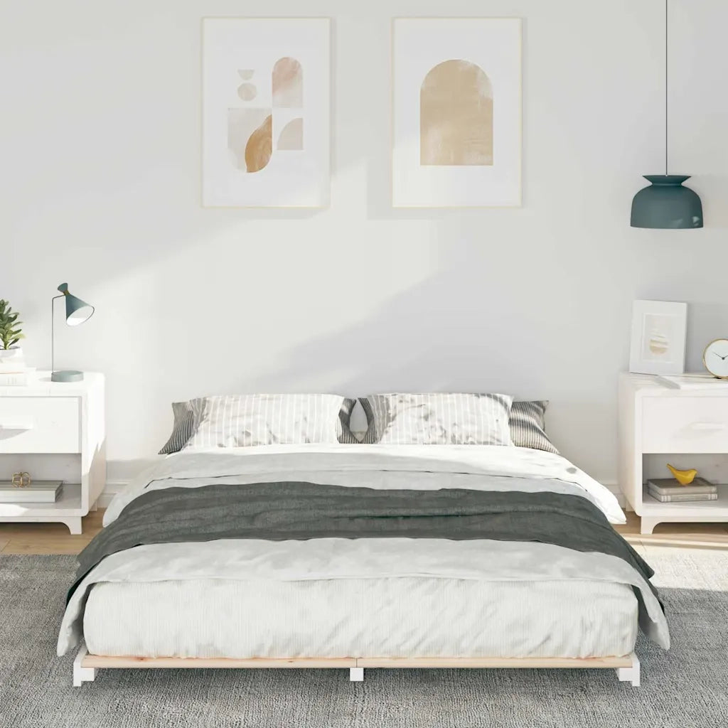 Struttura del letto-Giroletto-Rete del Letto Bianco 140 x 220 cm Pino massello 610340