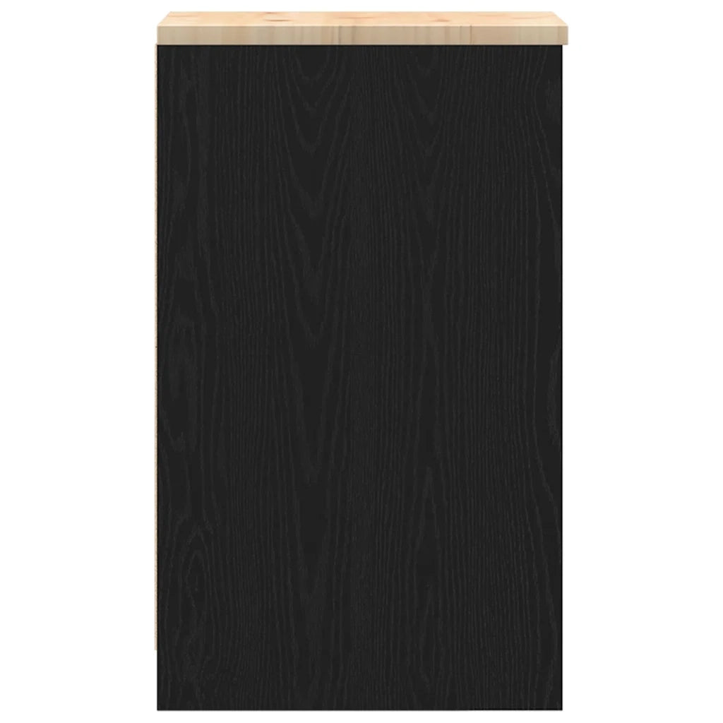 Armadietto da Garage Nero 30x51x85 cm in Legno Massello di Pino 860554