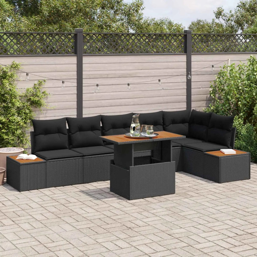 Set Divano da Giardino con archiviazione 7 pcs Nero Poly Rattan 3358812