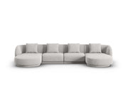 Cosmopolitan Design - Divano panoramico "Tulum" 5 posti in ciniglia grigio chiaro 