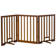 Cancello per Cani Pieghevole 3 Pannelli ¨C Zephmum ¨C Legno Pino Marrone Scuro 181x35x76 cm