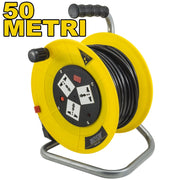 Trade Shop - Prolunga Avvolgicavo Elettrico Presa Schuko 3 Prese Cavo 50 Mt Metri Rcr-50 -
