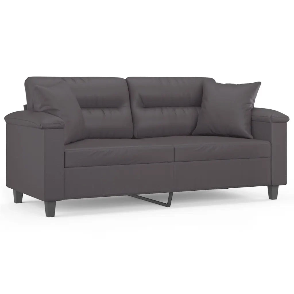 Divano a 2 Posti con Cuscini-Sofa 2 Posti con Cuscini Grigio 140 cm in Similpelle 390461