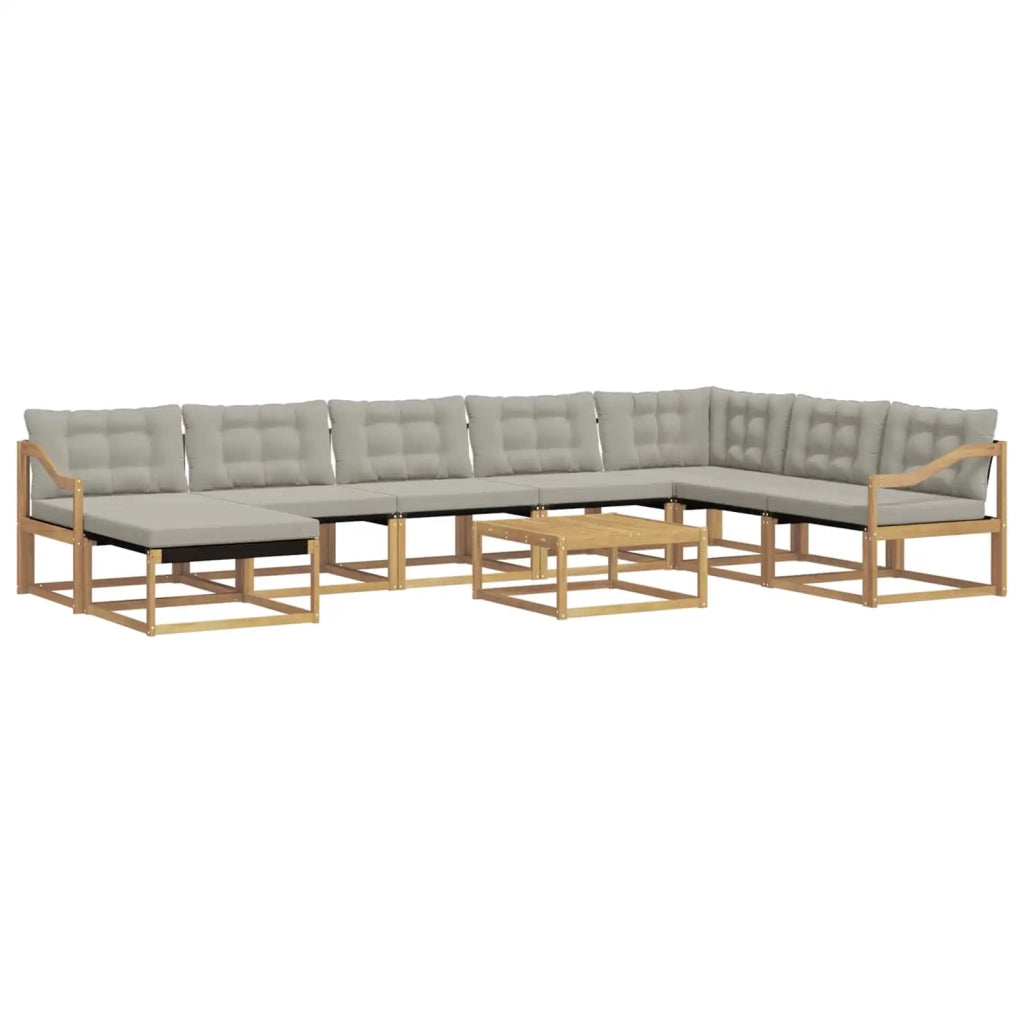 Set di divani da esterno 9 pcs Bianco e Grigio Chiaro 3389005