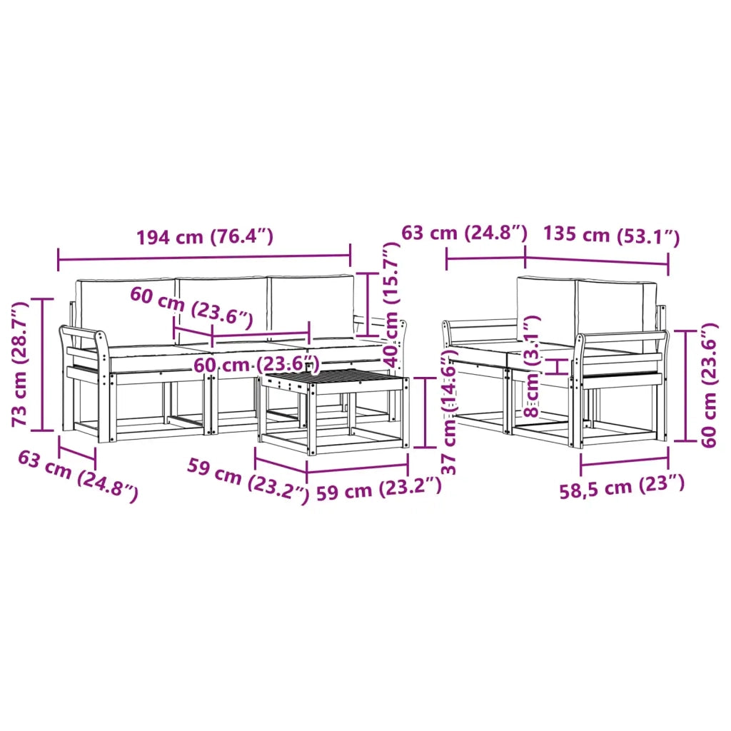 Set di divani da esterno 6 pcs 3387247