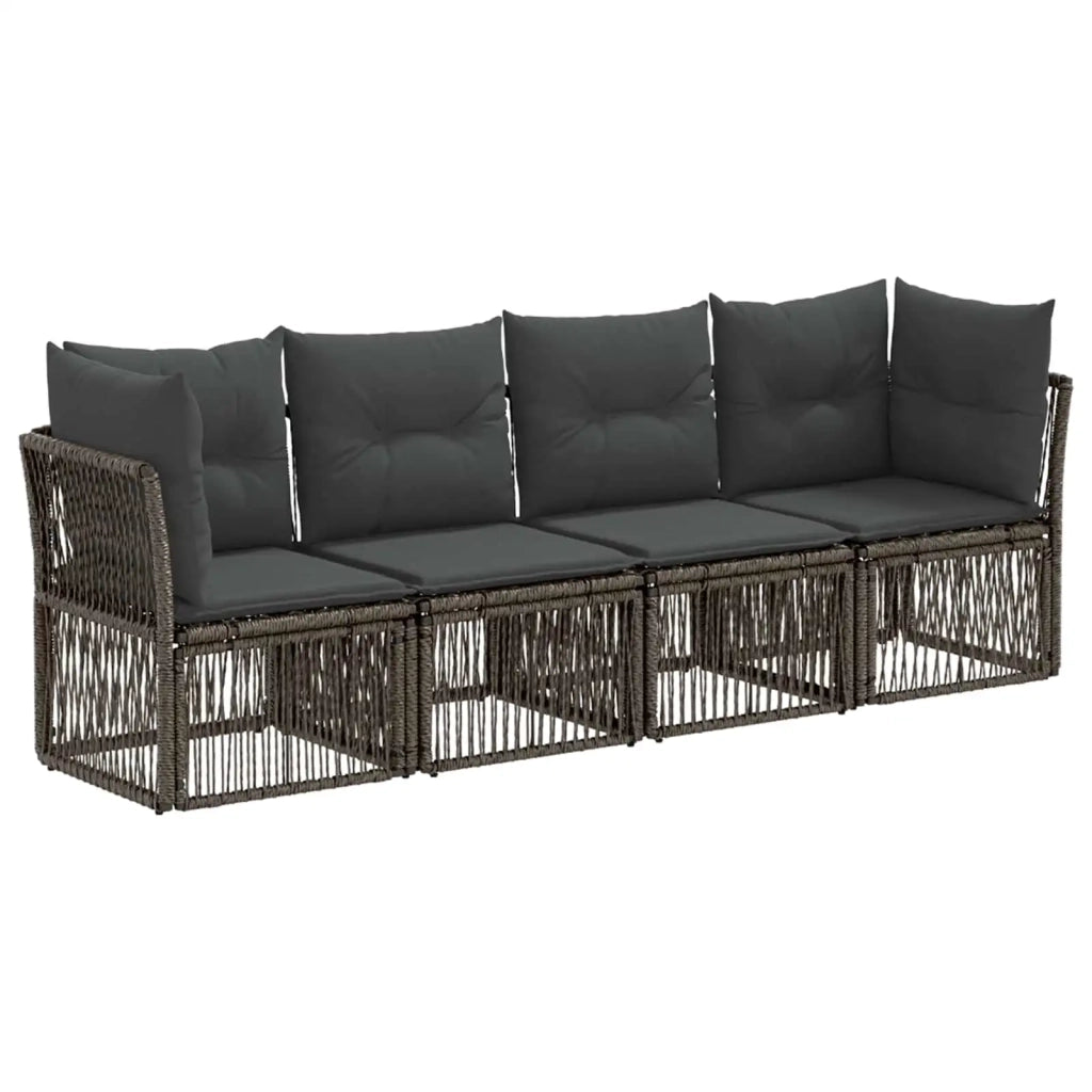 Set Divano da Giardino 4 pz Grigio polyrattan 3434129