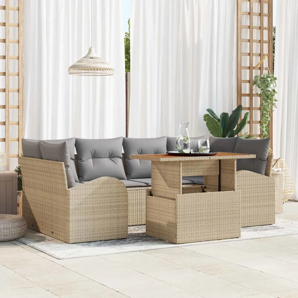 Set Divano da Giardino con cuscino 7 pcs beige e grigio chiaro 3349538