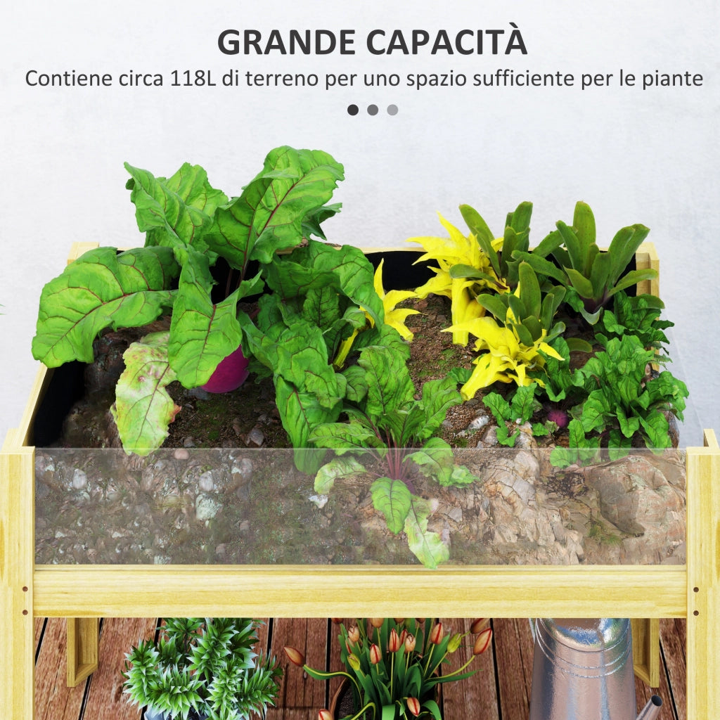 Fioriera Rialzata in Legno di Abete con Fori Drenaggio ¨C Zephmum ¨C 110x50x80 cm