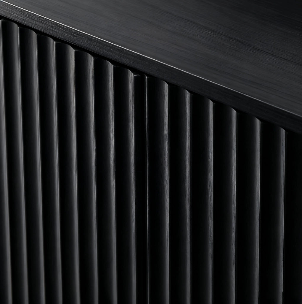Credenza moderna 150 cm con 4 ante; design ondulato; in MDF nero