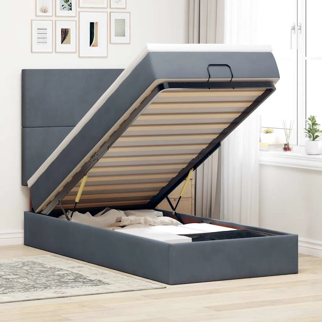 Struttura Letto Pouf con Materassi 100x200 cm Velluto 3313380