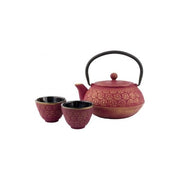 Bredemeijer G015PG Shanghai Set da te' 0,6 L con teiera e 2 tazze in ghisa smaltata colore Rosa e Oro