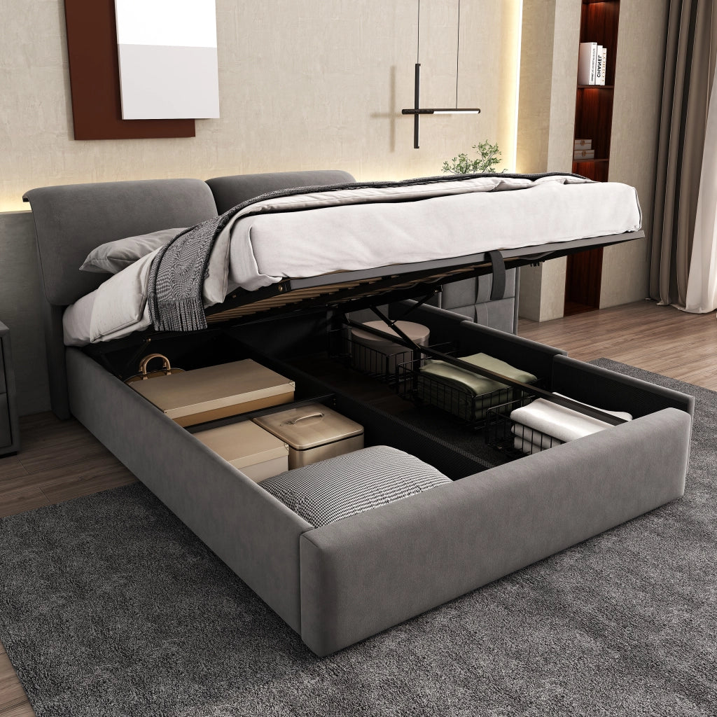 letto imbottito velluto grigio 140 x 200 cm