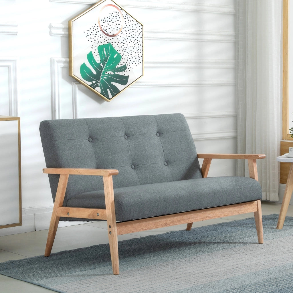 DIVANO 2 POSTI 115x66,5x73 cm Grigio scuro in lino