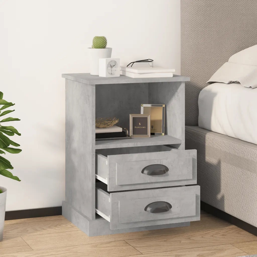 Comodino | Armadio da Notte | Mobiletto da notte Grigio Cemento 43x36x60 cm