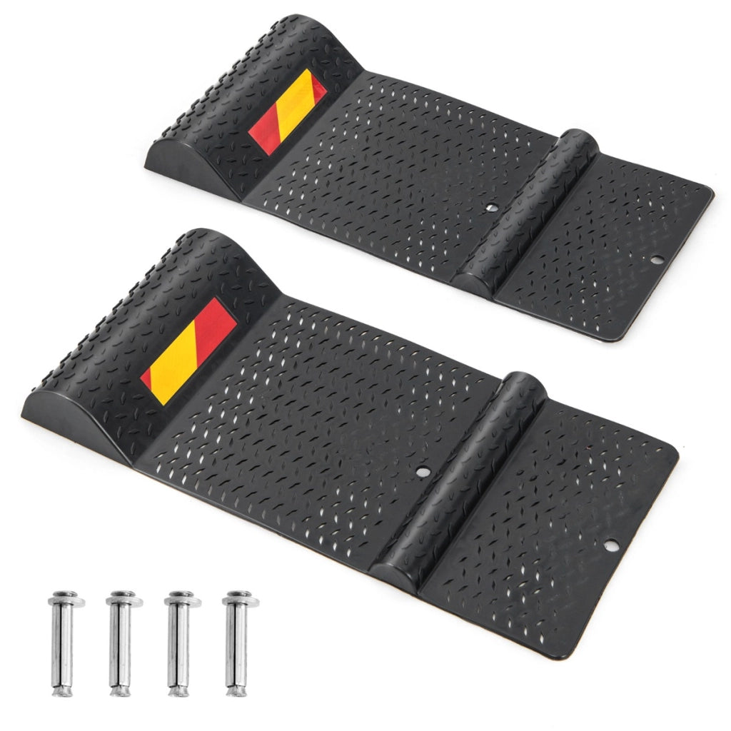 Tappeto antiscivolo per garage 2 pezzi, Fermaruote per parcheggio con striscia di avvertimento nastro adesivo Nero-Accessori per veicoli