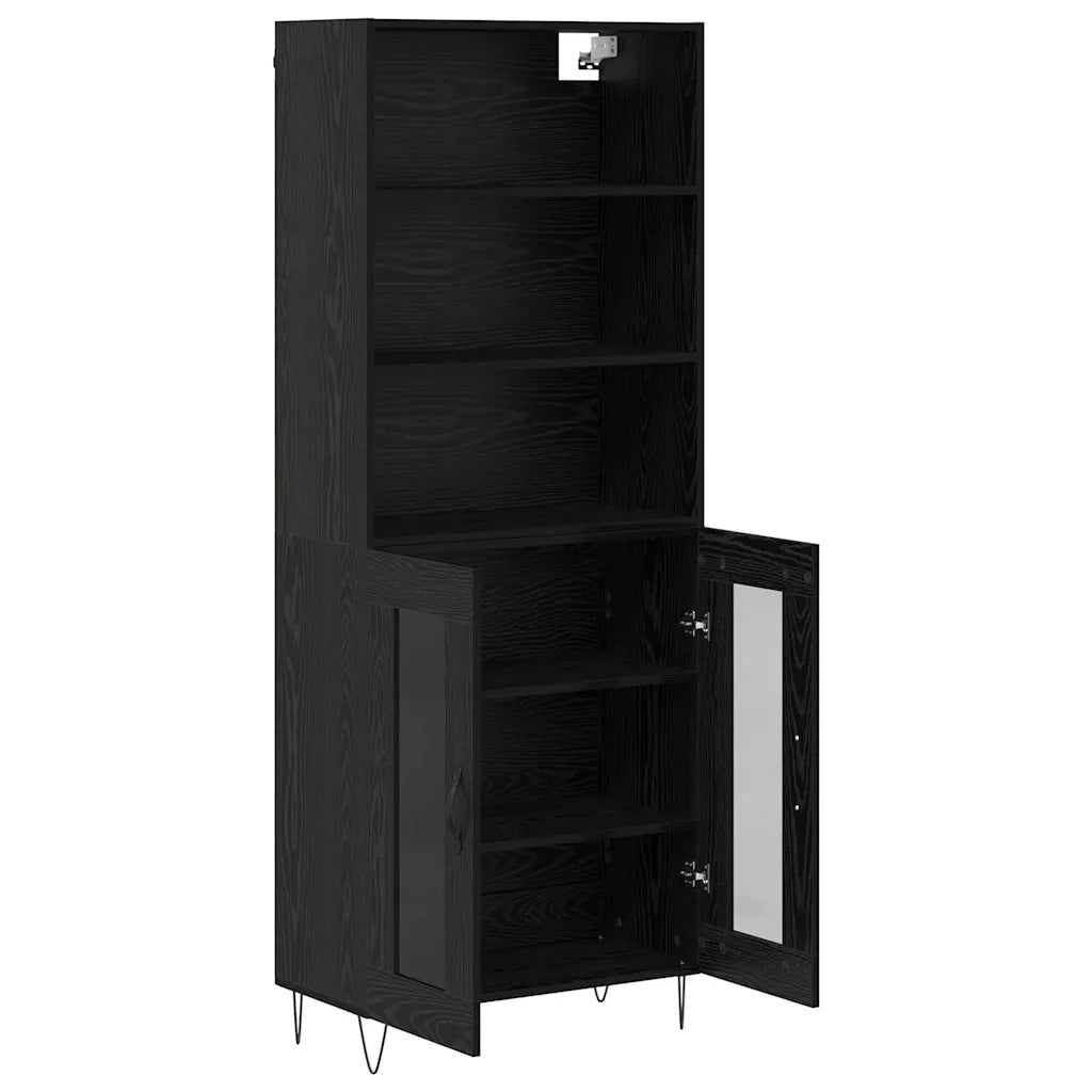 Credenza-Buffet-Armadio da cucina Rovere Nero 69,5 x 34 x 180 cm Legno multistrato 945104