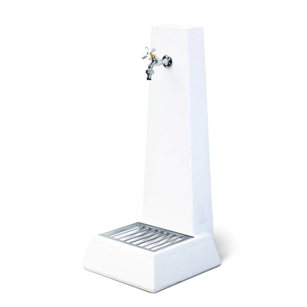 Fontana da Giardino Senza Rubinetto in Cemento Granulato di Marmo Oslo Bianco