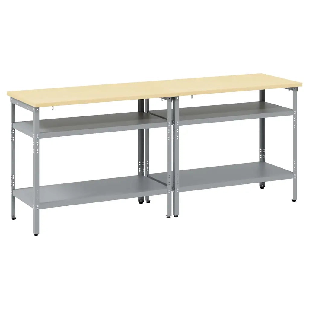 Set banco da lavoro 2 pz Beige e grigio 200 x 55 x 85 cm CFW3137731