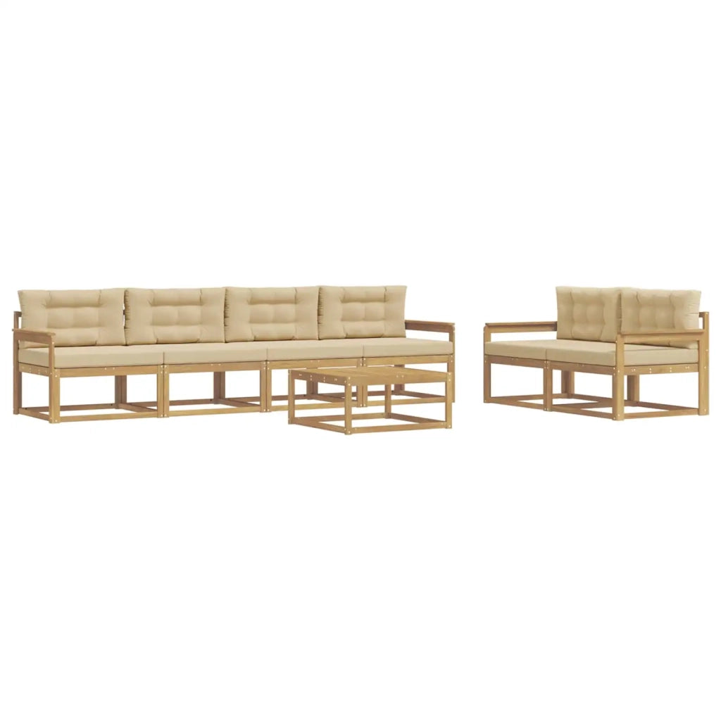 Set di divani da esterno 6 pz Bianco e Beige 3386087