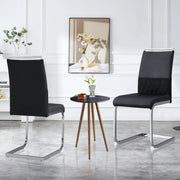 Sedie da pranzo moderne, set da 2, in similpelle PU e con schienale in lino, sedie laterali imbottite con schienale alto, design dello schienale a rig