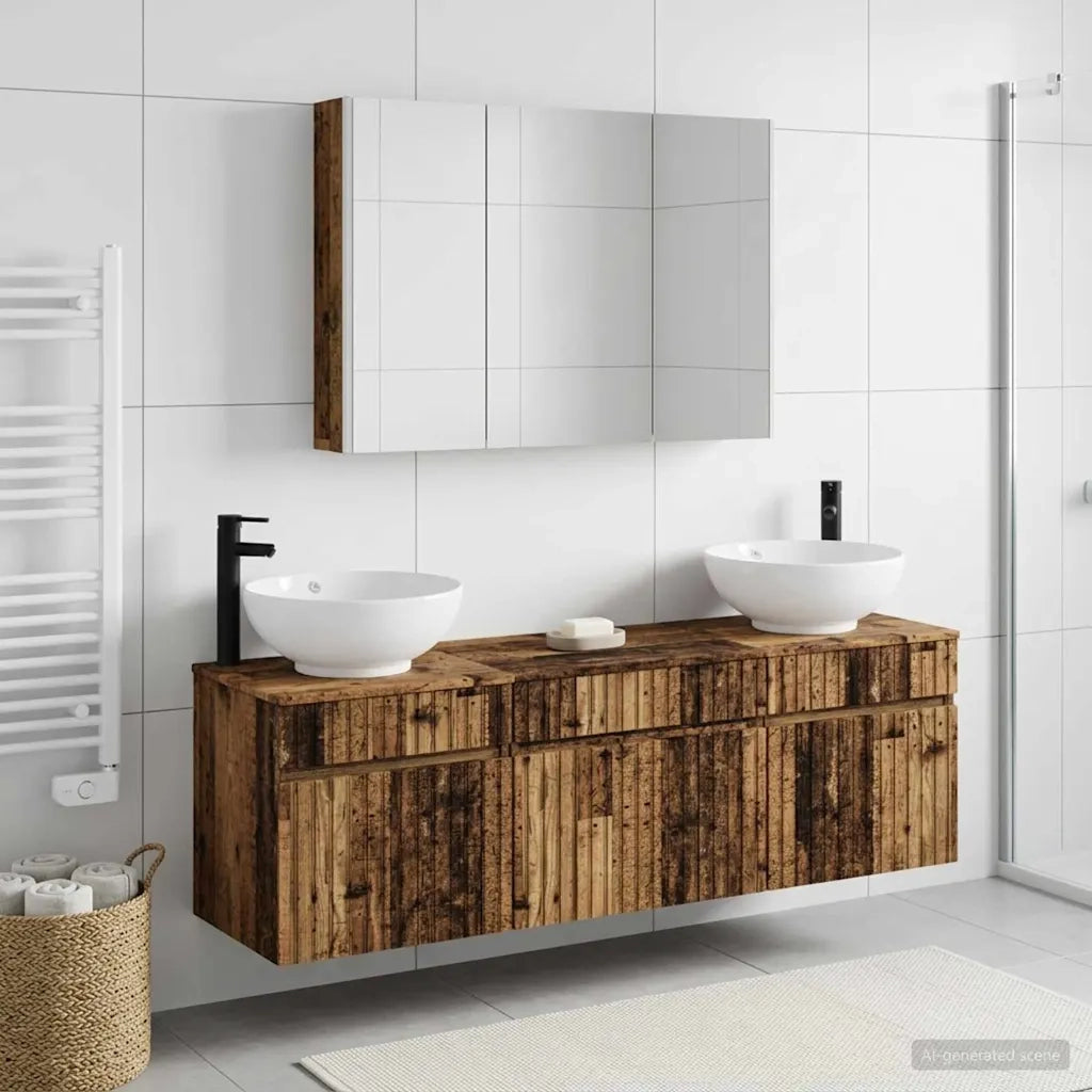 Set di Armadi da Bagno 4 pz Legno antico Legno ingegnerizzato 3406629