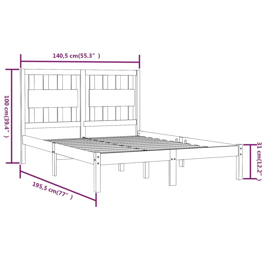 Giroletto-Struttura Letto in Legno Massello 135x190 cm Small Double 939232