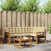 Set di divani da esterno con cuscino 5 pcs Naturale e Beige 3368648