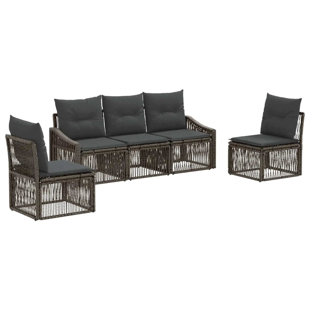 Set Divano da Giardino 5 pz Grigio polyrattan 3435962
