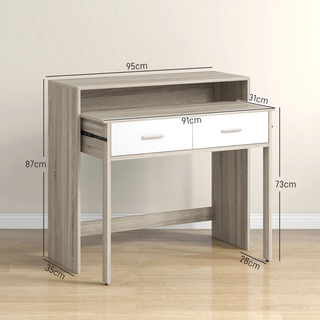 Scrivania Estensibile con Cassetti e Ruote ¨C Minimal ¨C 95x35x87 Roble