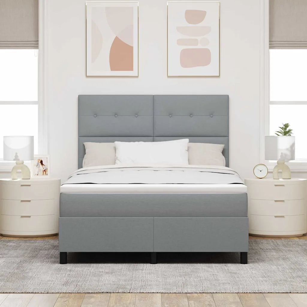 Letto a molle con materasso Grigio chiaro 140 x 190 cm Tessuto 3339385