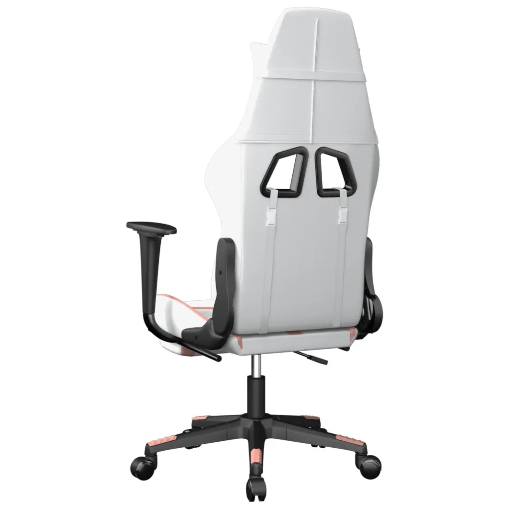 Sedia da Gaming | Sedia da e-sports con Poggiapiedi Bianco e Rosa in Similpelle