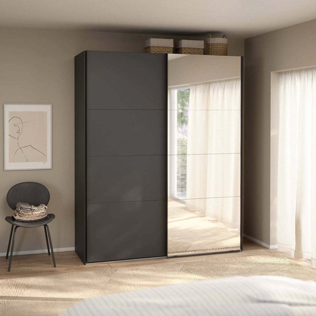 Guardaroba 2 ante Malakas, Mobile camera da letto, Cabina armadio portabiti, Armadio appendiabiti, 179x65 h220 cm, Grigio