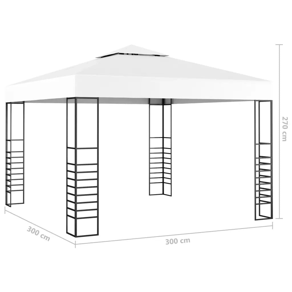 Gazebo | Pergolato da Giardino con Luci a Stringa LED 3x3 m Bianco
