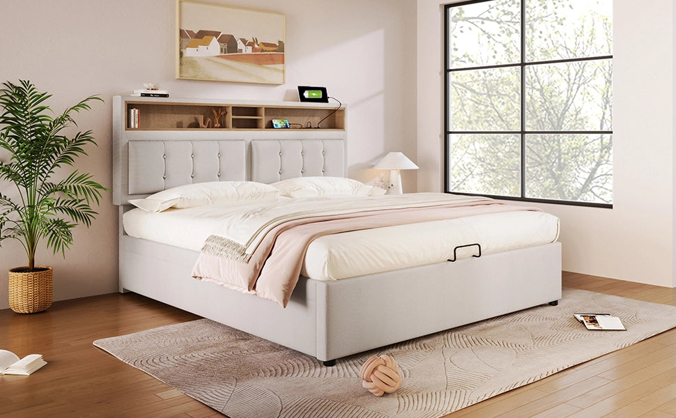 letto imbottito lino beige 160x200 cm