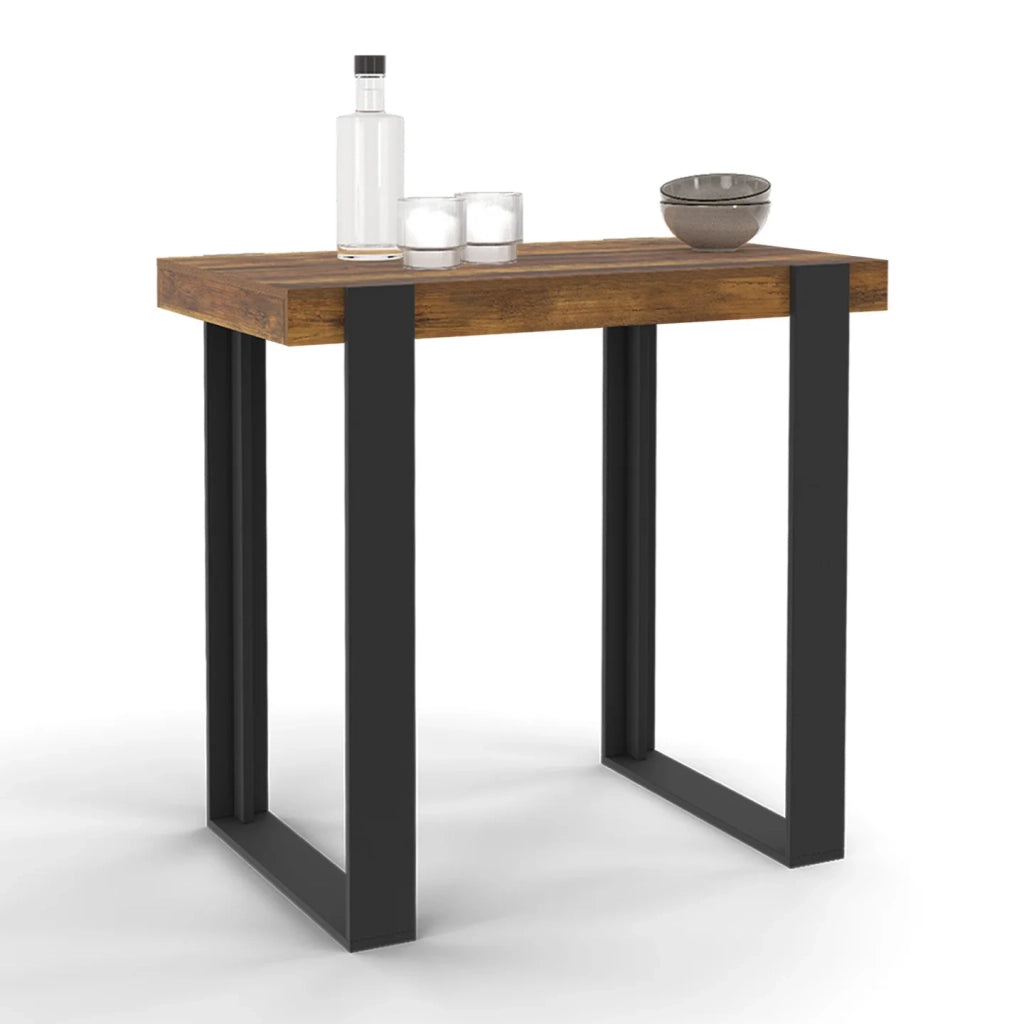 IDMarket - Tavolo da bar PHOENIX, legno scuro, effetto invecchiato e nero, 90 cm
