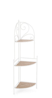 Scaffale Angolare 3 Ripiani 49x33x126 cm in Acciaio Guenda Bianco