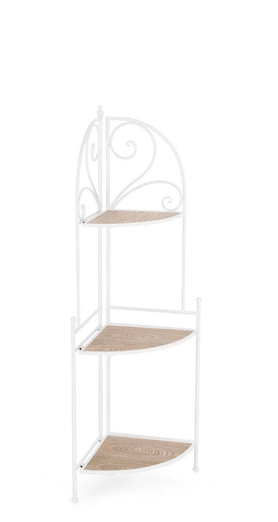 Scaffale Angolare 3 Ripiani 49x33x126 cm in Acciaio Guenda Bianco