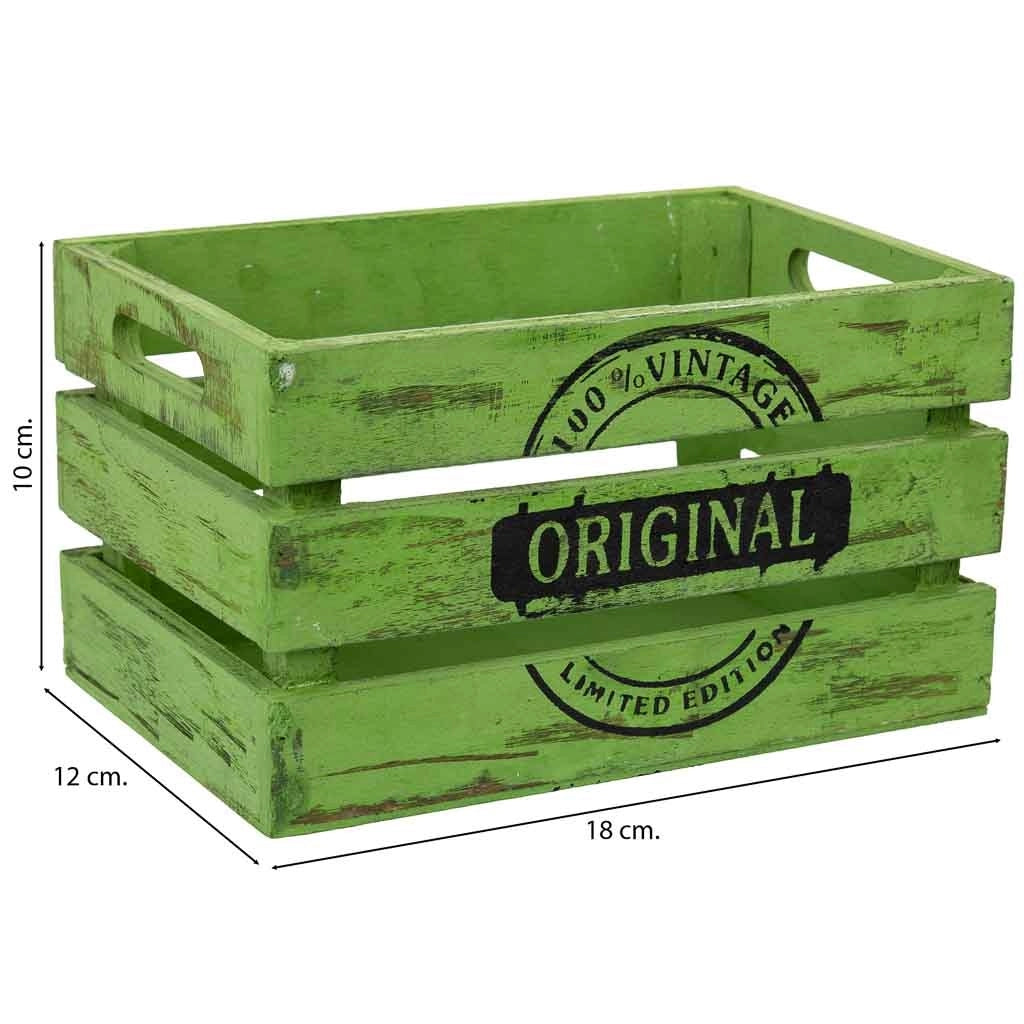 Cassetto in legno verde 18x12x10h cm