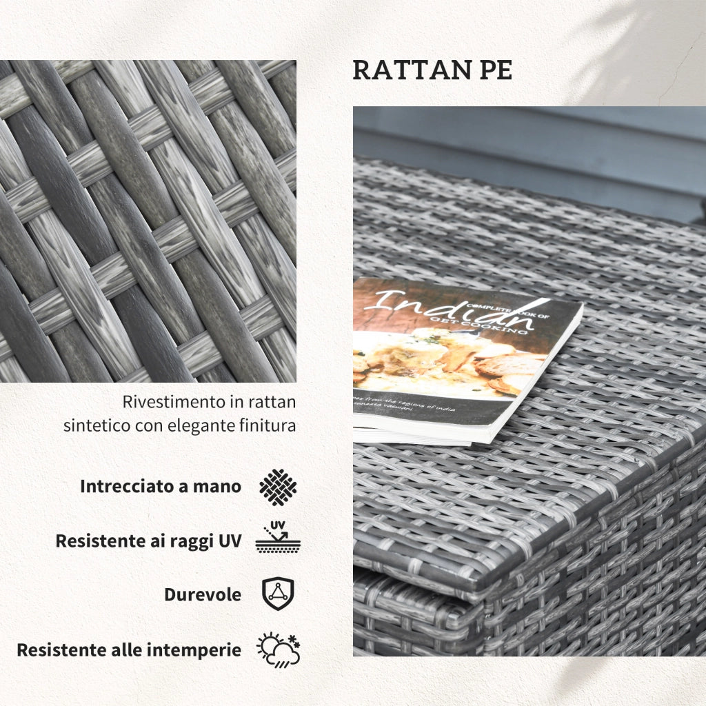 Set da Giardino 4 Pezzi con 2 Divani 2 Posti e 2 Tavolini ¨C Xylo ¨C Acciaio e Rattan