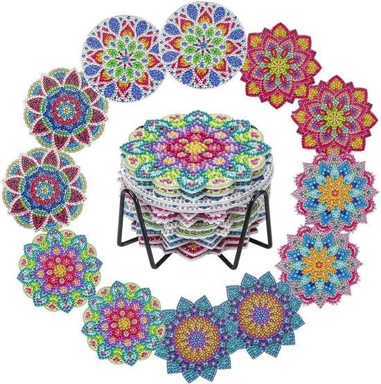 Set di supporti per pittura con diamanti con standard metallico - 12 pezzi (Mandala 03)