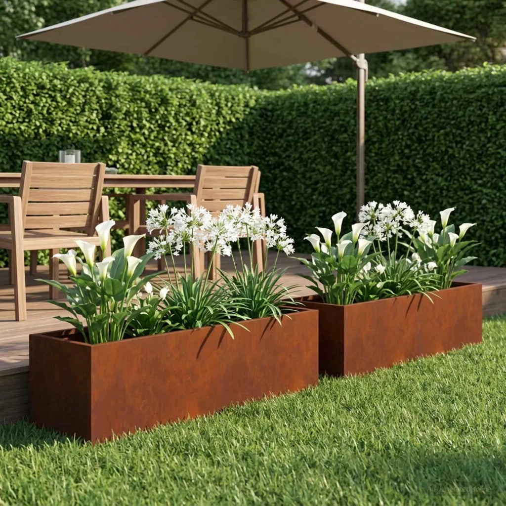 Vaso da giardino 2 pz Ruggine 80 x 20 x 20 cm Acciaio Corten 8005175