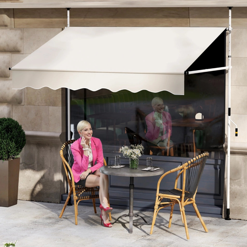 Tenda da sole regolabile in altezza con manovella per finestre e porte, Tenda da sole 200 x 300 cm Beige