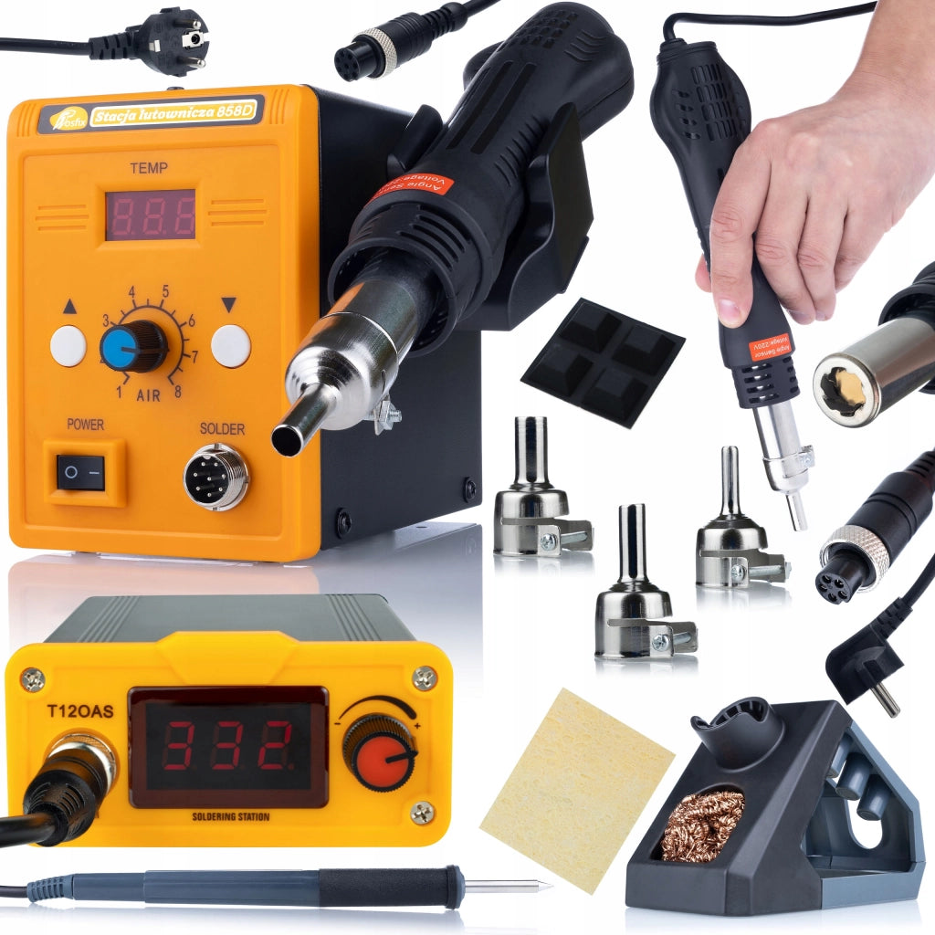 Stazione Saldante T12 Rosfix Orange Akbash T12OAS Electric PRO + Hot-Air Rosfix 858D Set 3 Ugelli – 75W, 200-450°C, 700W