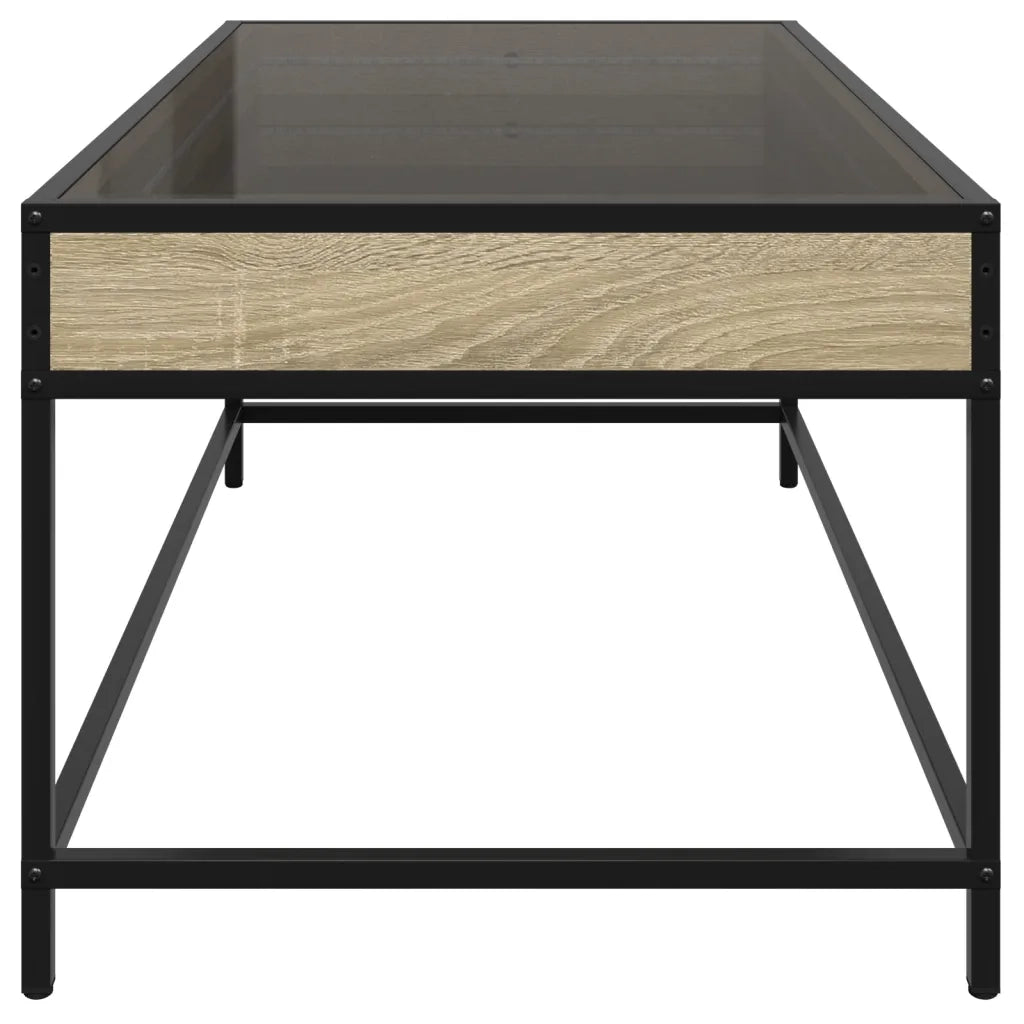 Tavolino da Salotto con LED Infinity-Tavolino da soggiorno Rovere Sonoma 90x50x41 cm