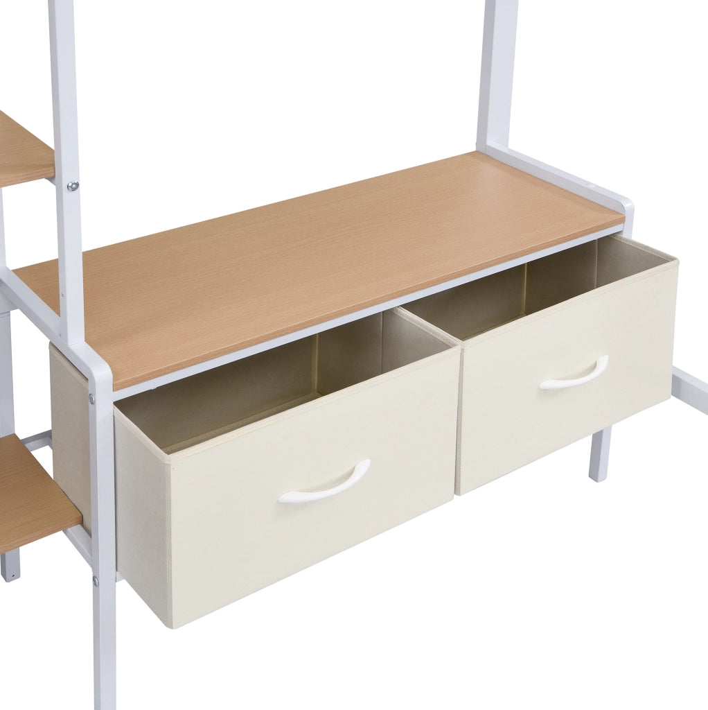 Letto a soppalco 90x200 cm con scrivania, box contenitive e scaffale